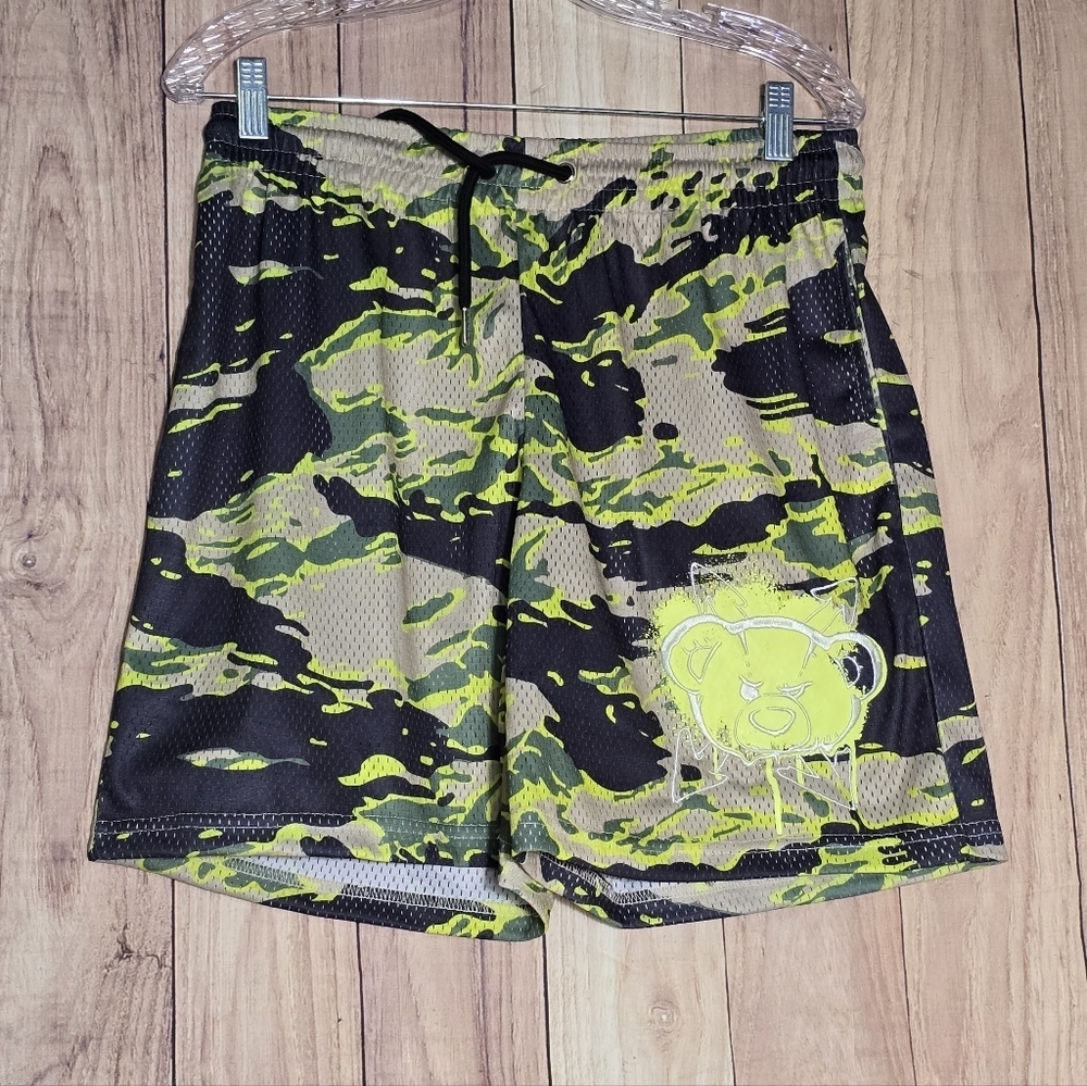 Black Pike Men's Drawstring Waist Camouflage Net Shorts Size Small NWT